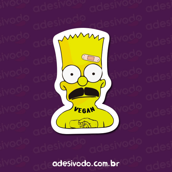 Adesivo do Bart Simpson tatuado vegan