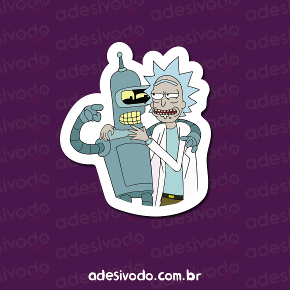 Adesivo do Bender e Rick